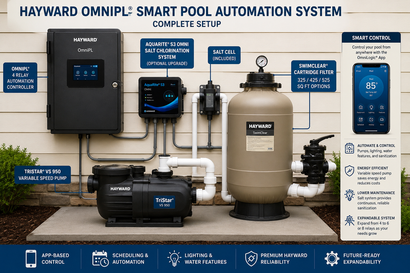 Hayward OmniPL® Smart Pool Automation System (Variable Speed Pump + Cartridge Filter + Optional Omni Salt System)