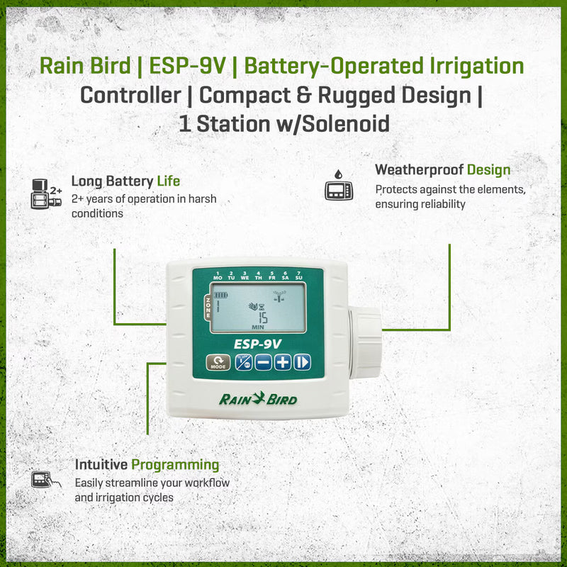 Rain Bird ESP-9V Remote Irrigation Controller – Battery Powered