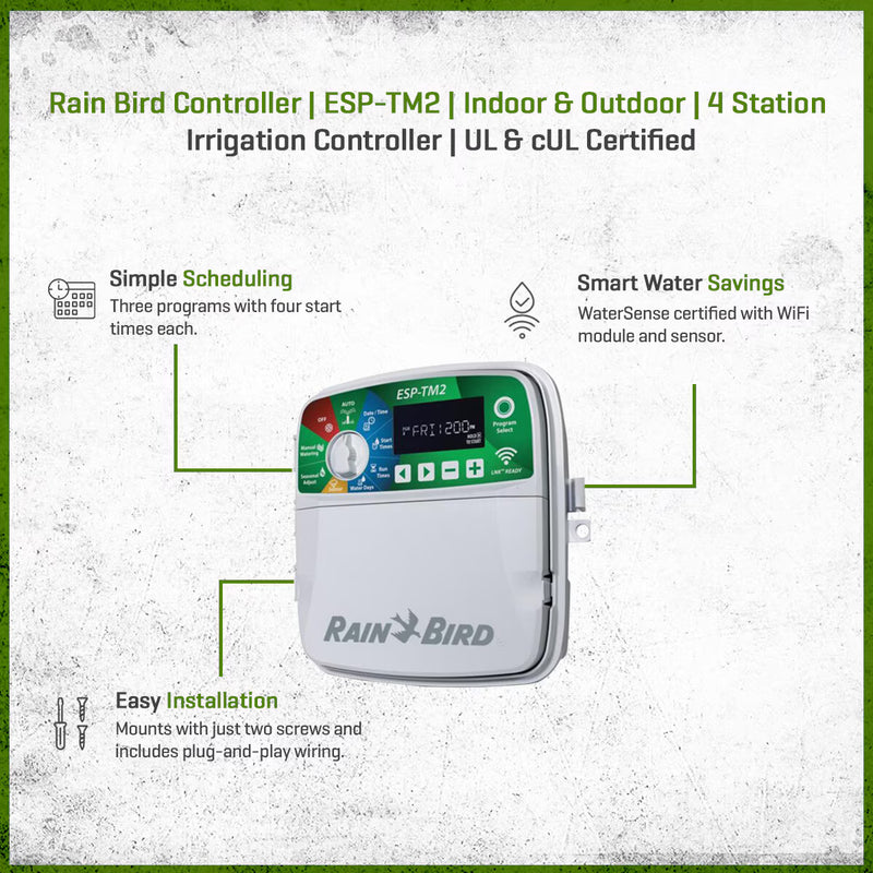Rain Bird ESP-TM2 Smart Irrigation Controller – 4 Zone