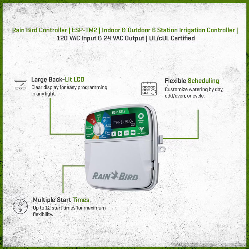 Rain Bird ESP-TM2 Smart Irrigation Controller – 6 Zone