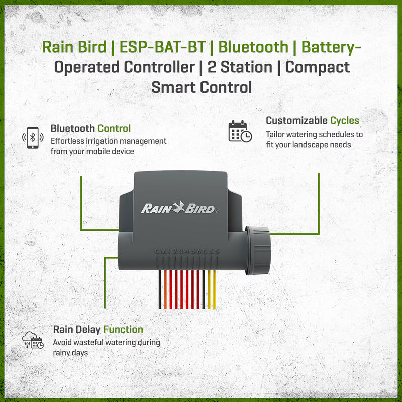 Rain Bird ESPBAT-BT Smart Battery Irrigation Controller – 2 Zone