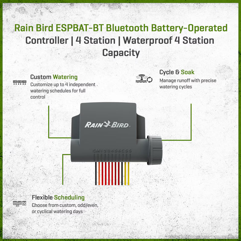 Rain Bird ESPBAT-BT Smart Battery Irrigation Controller – 4 Zone
