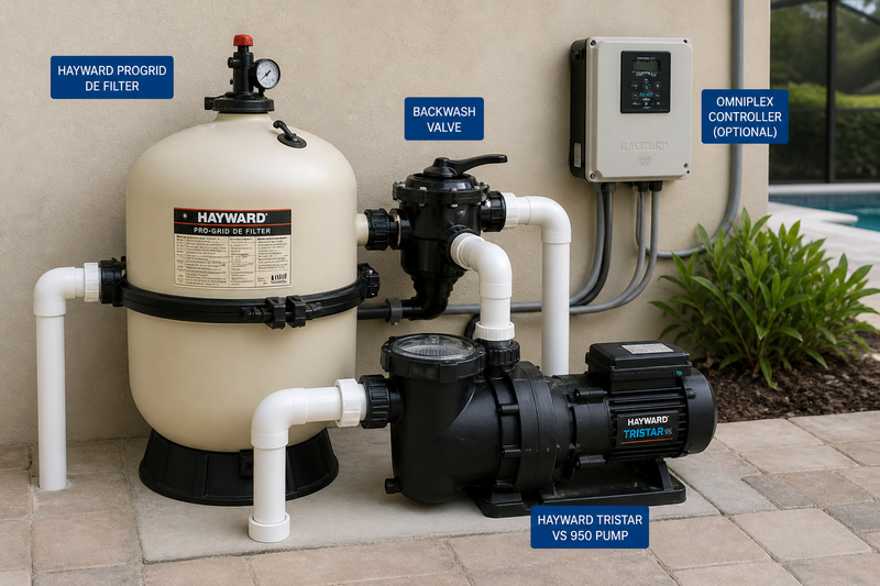 Hayward DE Pool Filtration System (ProGrid + Backwash Valve)