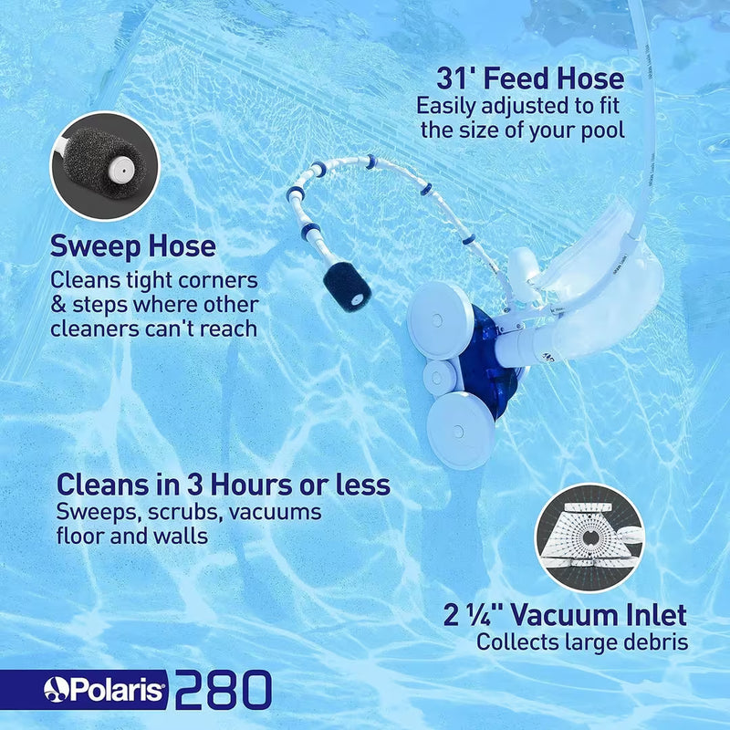 Polaris TR28P Pressure-Side Pool Cleaner (Booster Pump Required, High-Power Cleaning)