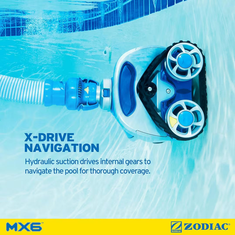 Zodiac MX6 Elite Suction Pool Cleaner (Wall Climbing, Cyclonic Scrubbing, X-Drive Navigation)